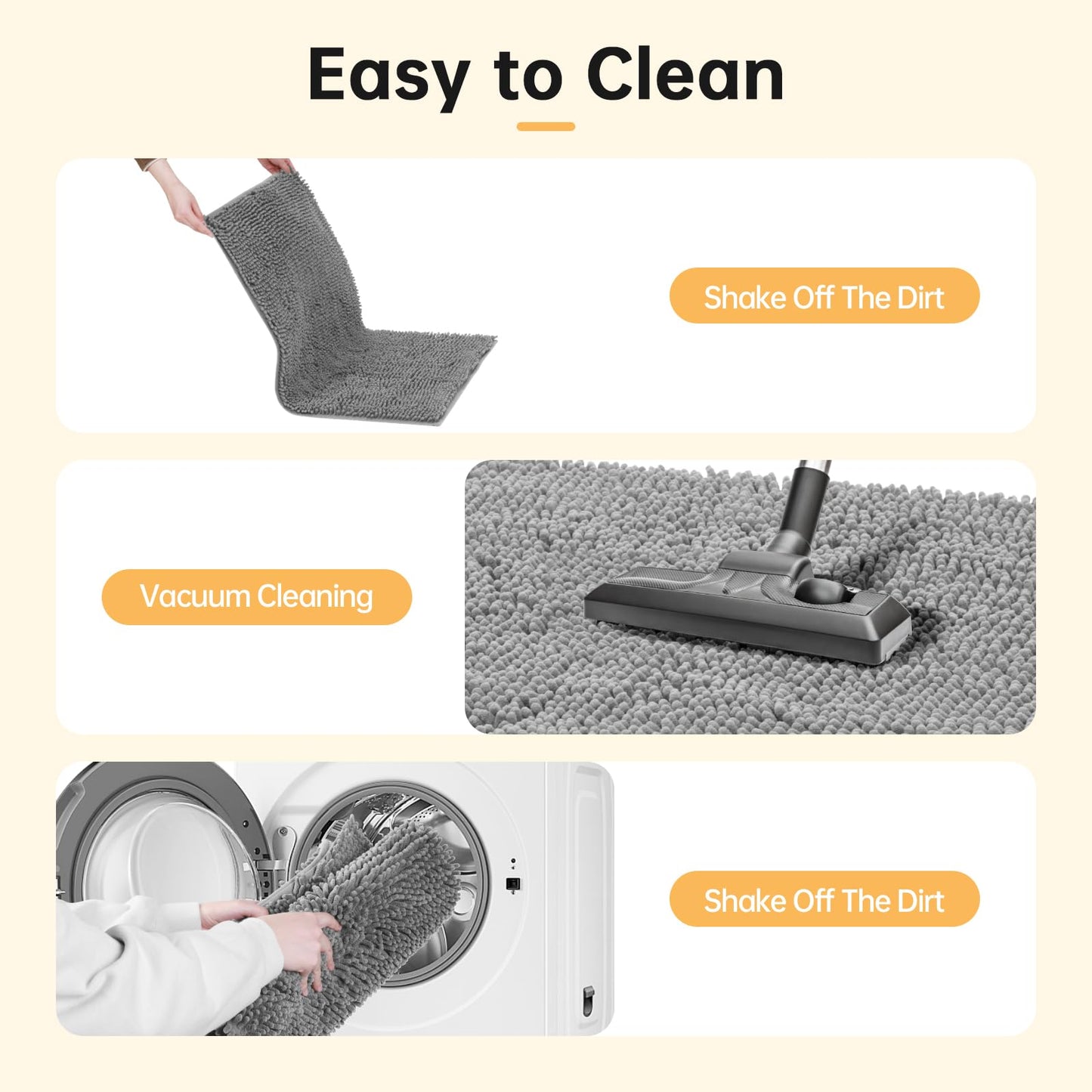 HOMEK Absorbent Dog Door Mat for Muddy Paws, 60" x 36" Chenille Indoor Mats for Entryway, Trap Dirt Front Door Mat Indoor Entrance Washable Non Slip Soft Light Grey