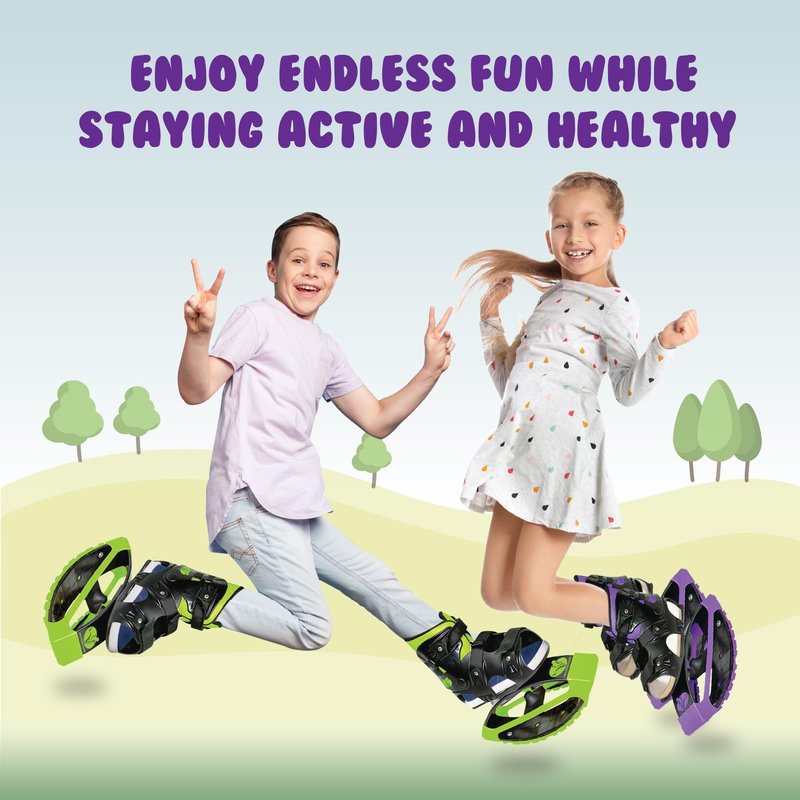 New Bounce Jumping Shoes - Kangaroo Jumping Shoes for Kids - Exercise Moon Boots - Bouncy Shoes for Ages 8-12 - Size 1-6 (32-38 EU) Purple
