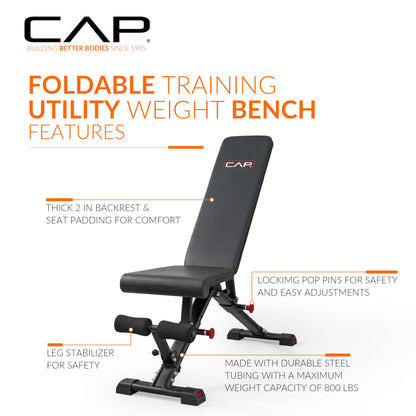 CAP Barbell Multi-Purpose Adjustable Utility Strength Training Weight Bench | Multiple Options