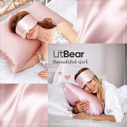 LitBear Silk Sleep Mask for Side Sleeper, Eye Mask Sleeping for Women Men 100% 22 Momme Pure Mulberry Silk, Face-Hugging Padded Eye Cover for Sleeping with Adjustable Band (Black)