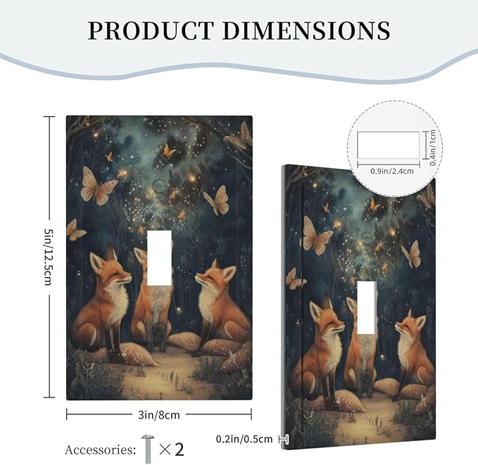 Decorative Art Light Switch Covers Foxes & Forest Single Toggle Wall Plate Decorative Switchcover Electrical Switchplate for Home Decor