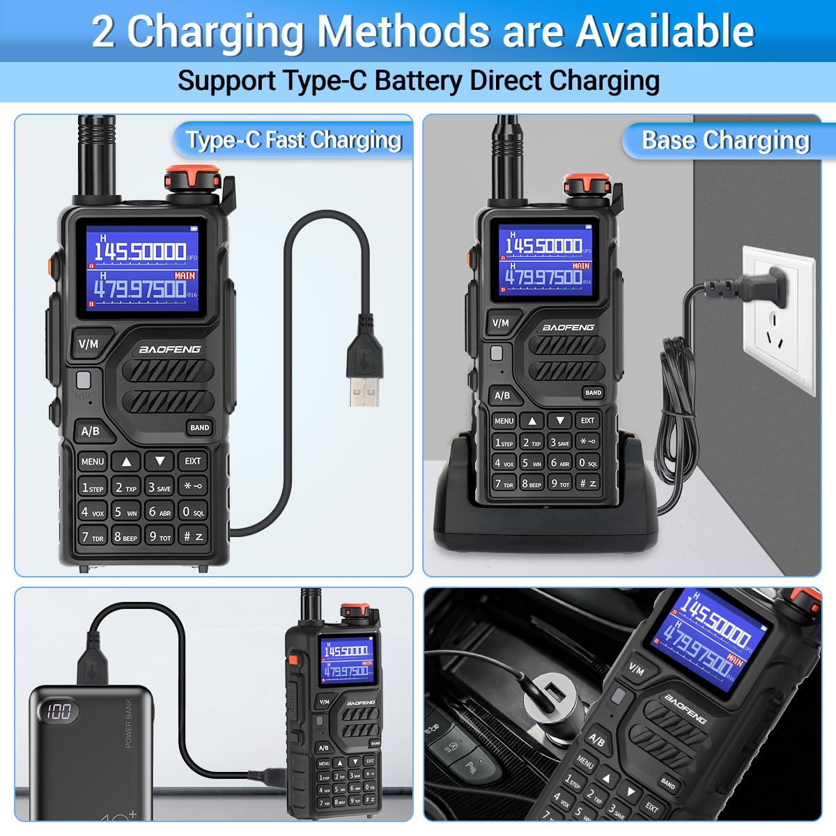 BAOFENG K5PLUS Radio Ham Radio 10W Rechargeable Walkie Talkies Long Range UV32 5RM Handheld Two Way Radio NOAA Weather Radio with Copy Frequency,USB-C Charging for Hunting Survival Gear