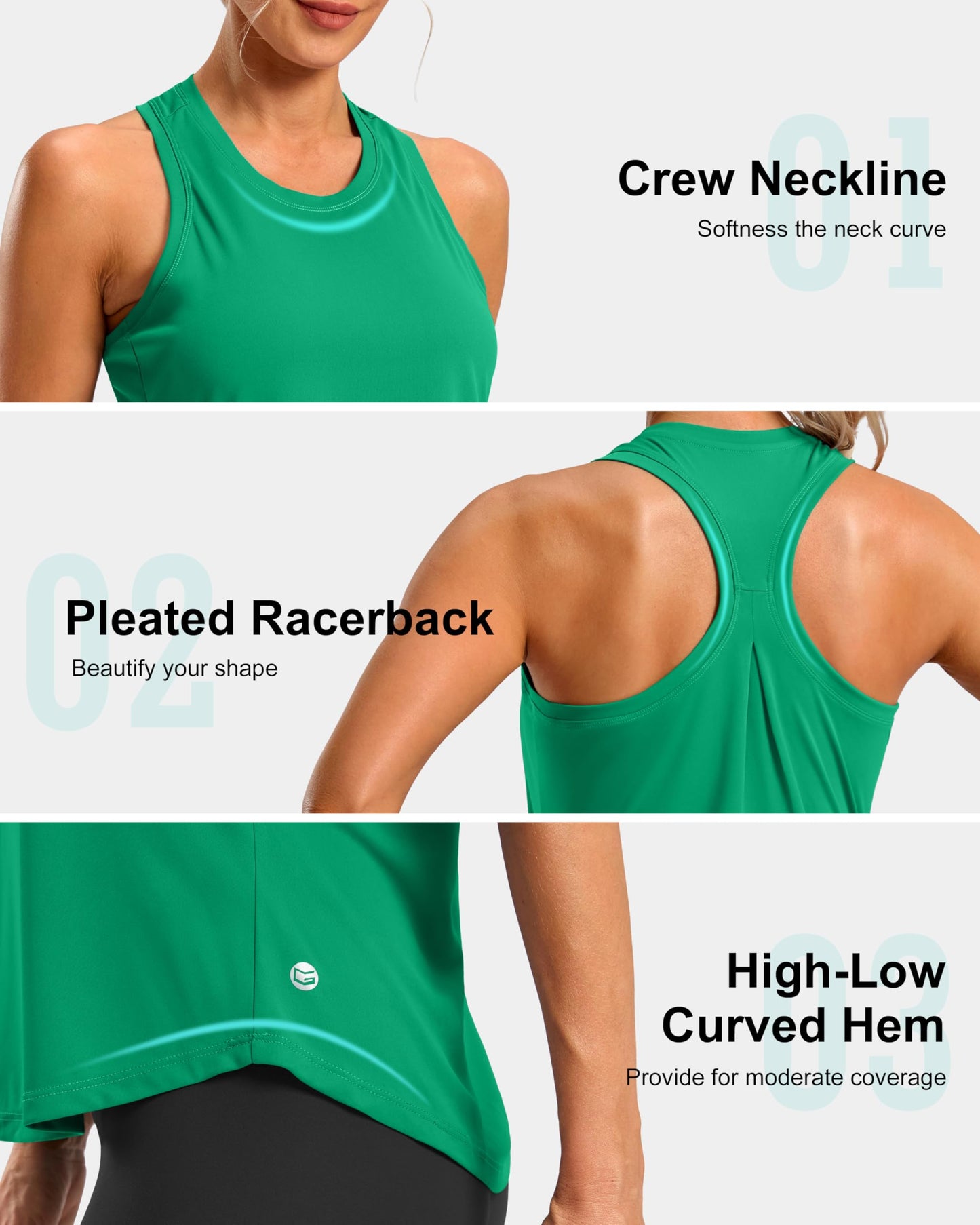 G Gradual Women's Workout Tank Tops Racerback Athletic Yoga Tops Loose Fit Sleeveless Running Gym Sports Shirts for Women(Green,M)