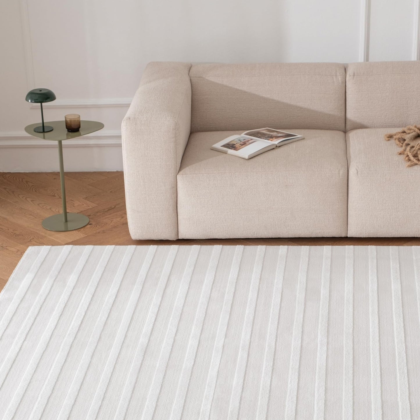 Revival Rugs Staves 7'x9' Area Rugs for Living Room Bedroom Dining Room - Washable, Oeko-TEX Certified, Cream