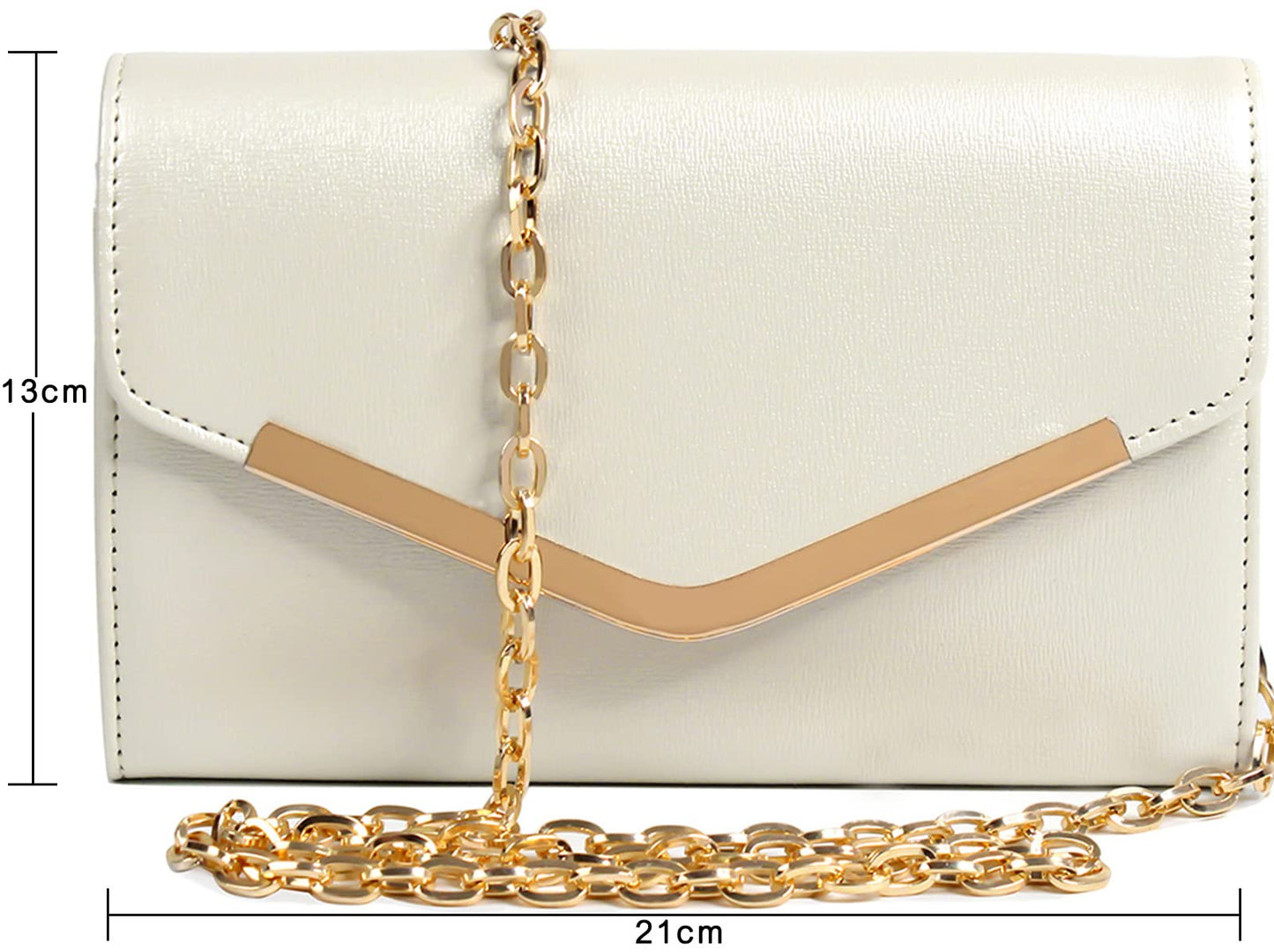 Autumnwell Clutch Purse Evening Bag for Women，Envelope Handbag With Detachable Chain for Wedding and Party（beige）