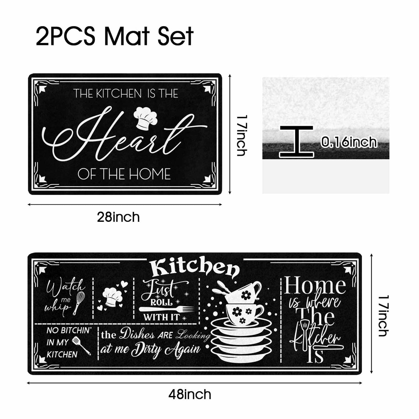 Sepmxagt 2PCS - Baking Coffee Kitchen Mats - Kitchen with Love with Bread & Espresso Machine - Non-Slip Waterproof Floor Rugs - 17"x28"+17"x48" Standing Desk Pad for Coffee Bar