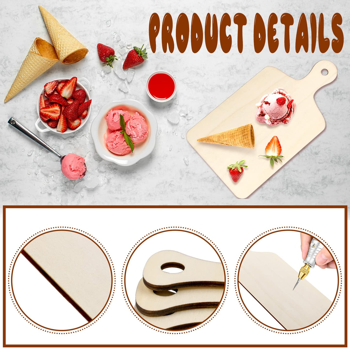 Vmiapxo 16 Pcs Unfinished Wooden Cutting Boards with Handle, 11.8" x 6.3"