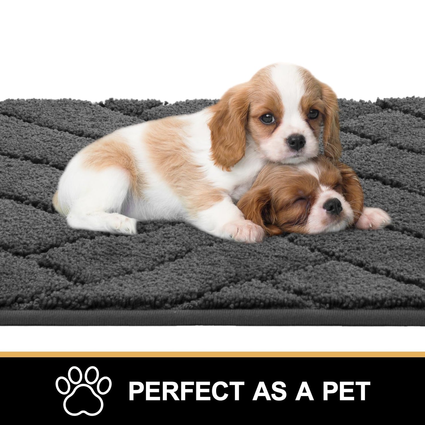 Tindbea Dog Mat for Mud Paws,Absorbs Moisture Dirt Non-Slip Washable Mud Mat for Dogs,Soft Rubber Backing Front Inside Pet Rug for Entryway, Dog Paws, Patio(20"x48",Charcoal)