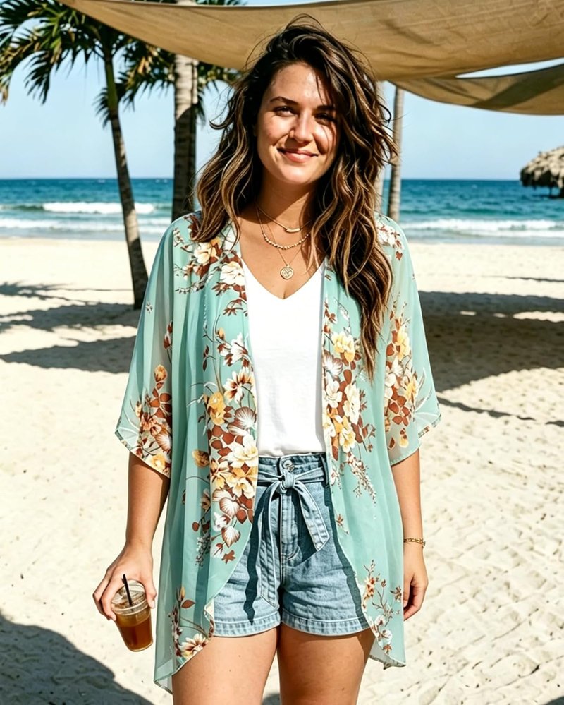 Floral Print Puff Sleeve Kimono Cardigan - Casual Loose Cover-Up Blouse for Women | Stylish & Versatile 2026