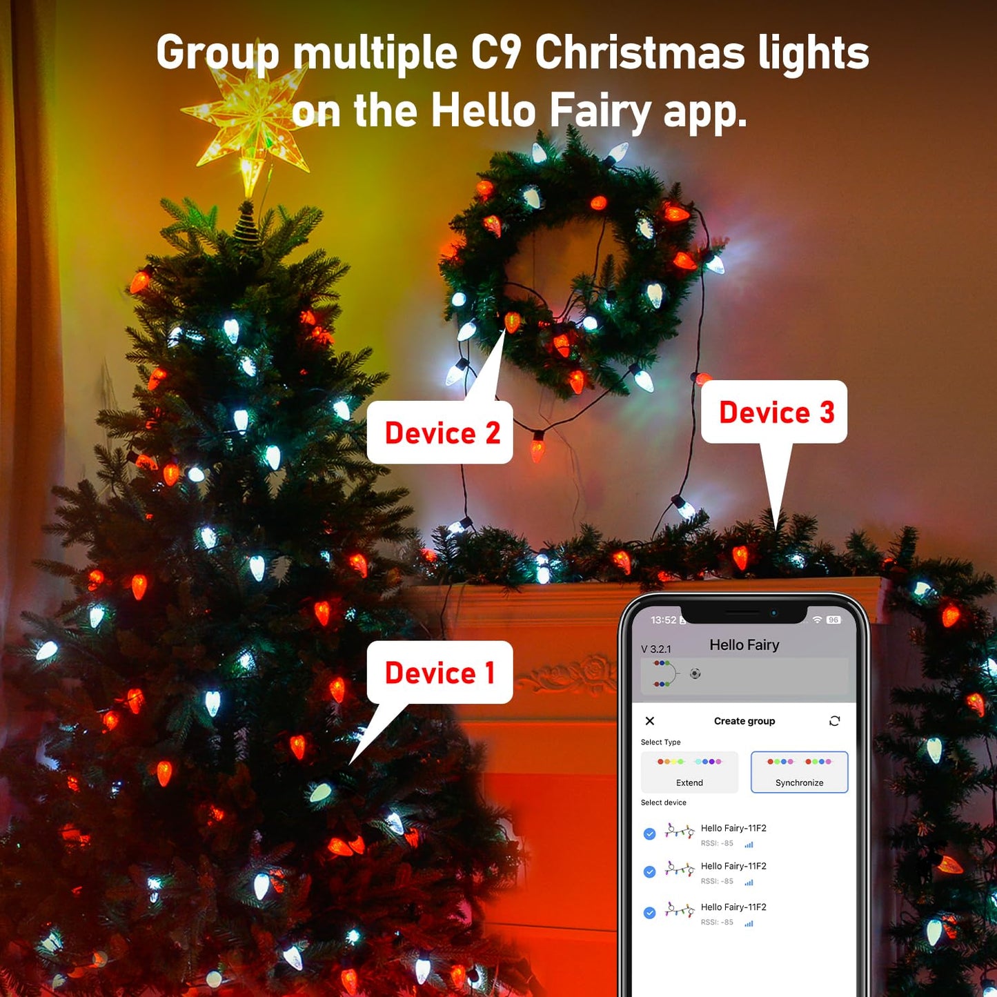 Aoyccor Smart C9 LED Christmas Lights Outdoor, 118 FT 150 LED