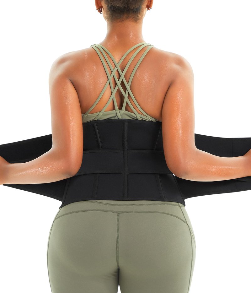 Eleady Wowen Sauna Waist Trainer Trimmer Belt for Weight Loss Corset Slimming Body Shaper Cincher Workout Sweat Sport Girdles (Black, Medium)