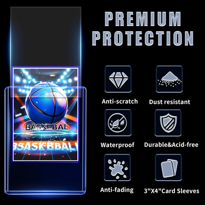 200 Card Sleeves - Premium Hard Plastic Toploaders for Trading Cards | 3" x 4" Baseball & Football Protectors