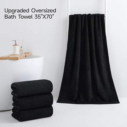 REDKISS Ultra Soft Bath Towels Set of 4-35 x 70 in Extra Large Coral Fleece