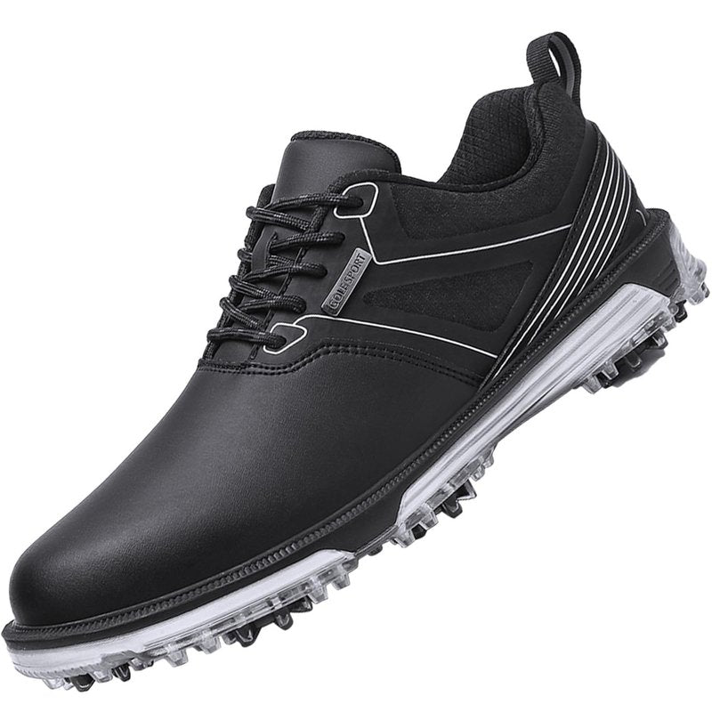 ULTIANT Men's Golf Shoes Fixed Nailless Sole Waterproof Lightweight No-Slip Walking Shoes Size7.5-14(Black,46)