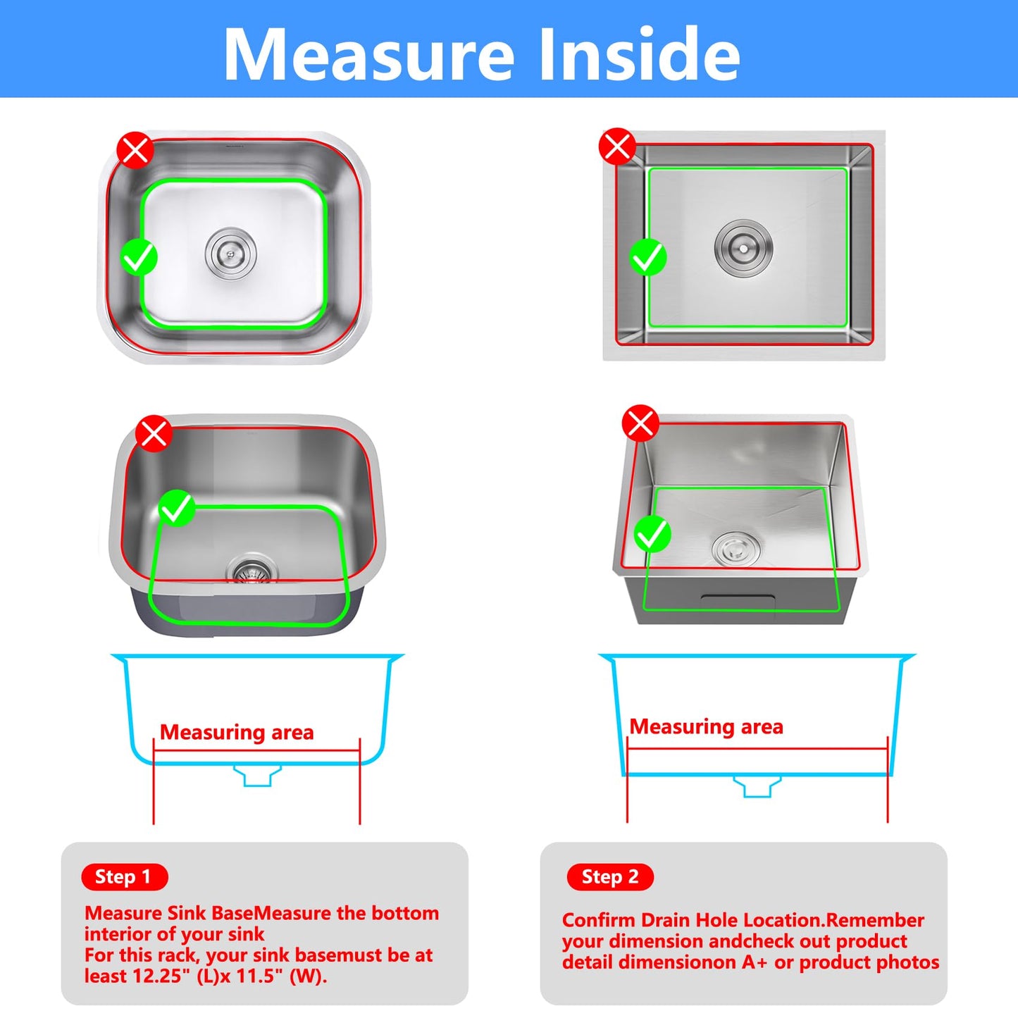 JIUBAR Sink Protectors for Kitchen Sink 12"x11"Silicone Sink mat 2pcs