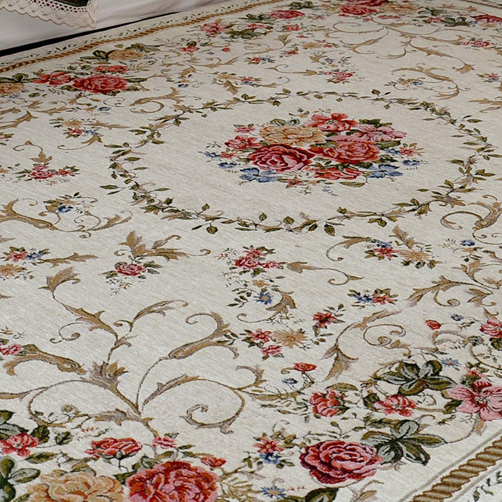 UKELER Rustic Shabby Rose Rug Luxury Vintage Elegant Traditional Rugs Accent Floral Rugs Carpet for Home Living Room/Bedroom, 4' x 6', Country Rose