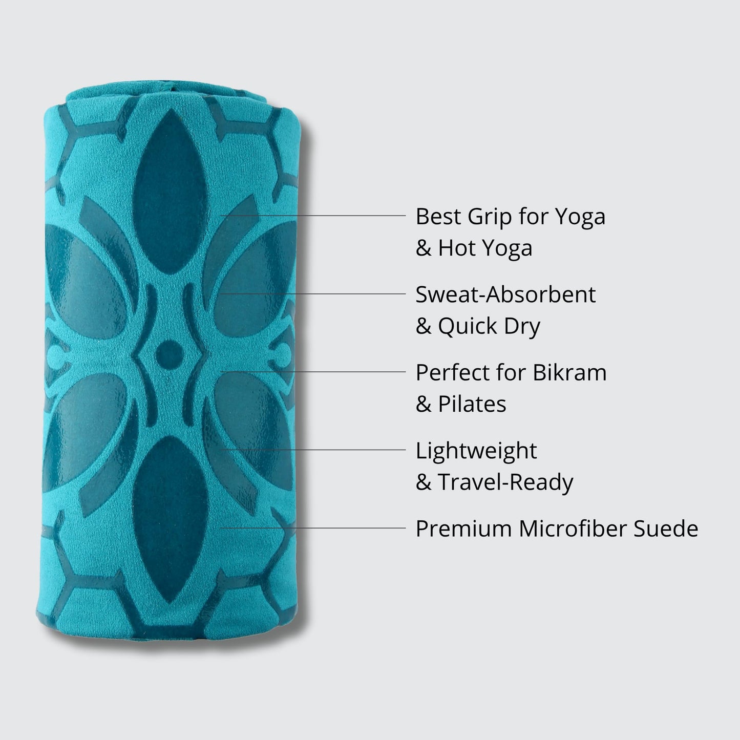 Clever Yoga Hot Yoga Mat Towel – Non-Slip Grip for Hot Yoga, Sweat Absorbent, Honeycomb Silicone Grip, Stays Flat – Ideal for Pilates, Travel, Washable & Lightweight - Dark Blue