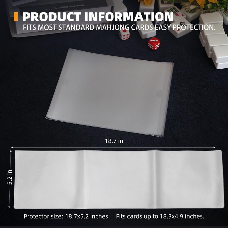 2025-2026 Mah Jong Card Sleeve Holder, Fit Large Print Size(6 1/8”x4 3/4”), Durable Protective Cover Holder, Mah Jong Card Protector Set (Frosted-4Pack)