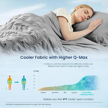 Cozy Bliss Cooling Comforter Twin Size Seersucker Plaid, Q-Max 0.4 Reversible Lightweight Cooling Blanket, Breathable Silk Smooth Summer Bedding Quilt for Hot Sleepers Night Sweats Dark Grey