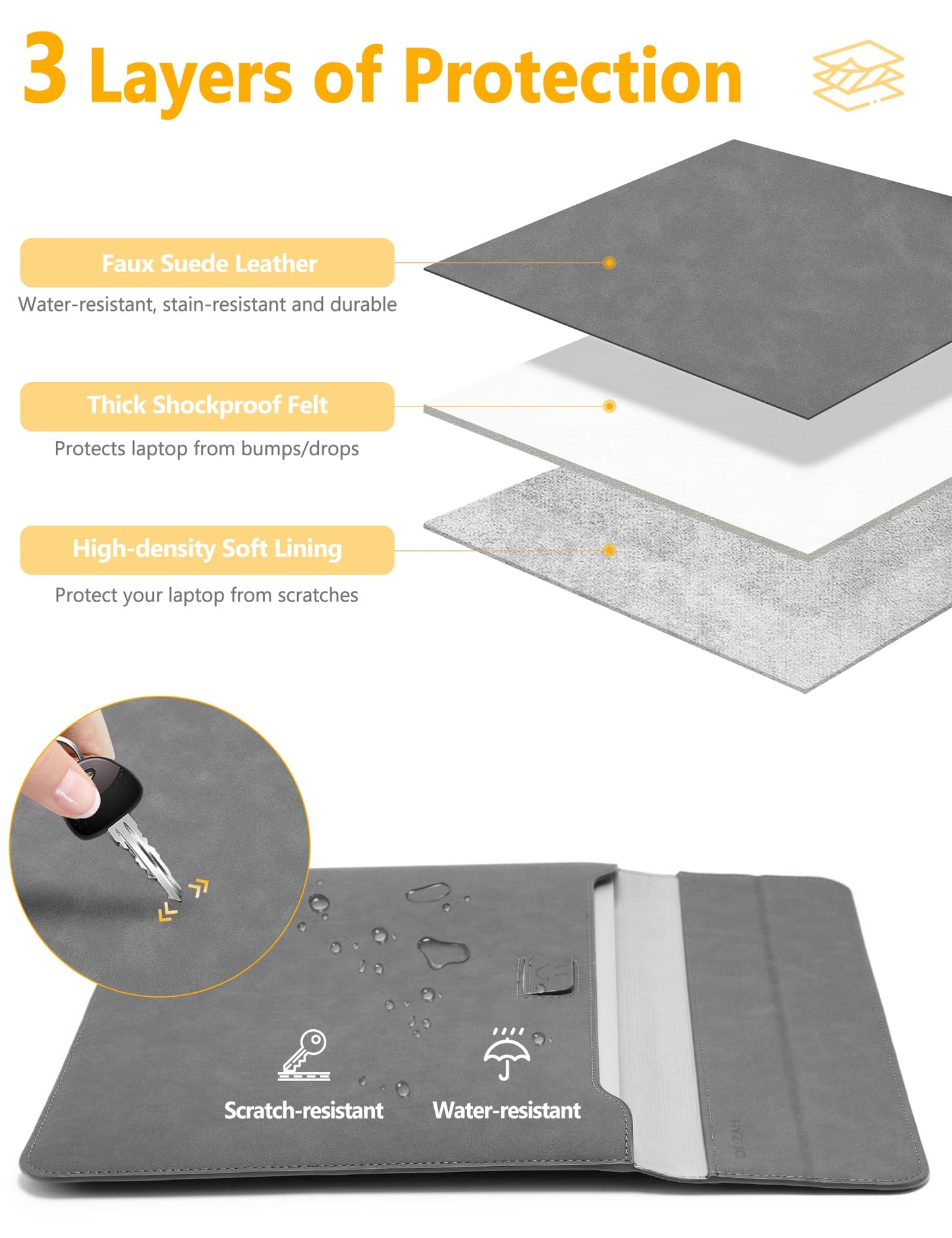 HYZUO 13 Inch Laptop Case Sleeve with Stand for 2026-2018 MacBook Air 13 M5 M4 M3 M2 M1, 2026 13" MacBook Neo, 2026-2016 MacBook Pro 13 M2 M1, iPad Pro/Air 13, Surface Pro 12-3, XPS 13, Dark Gray