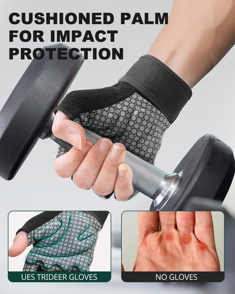 Trideer Weight Lifting Gloves for Women Men with Wrist Support, Workout Gloves Women Full Palm Protection for Gym Training, Fitness, Weightlifting & Pull Ups