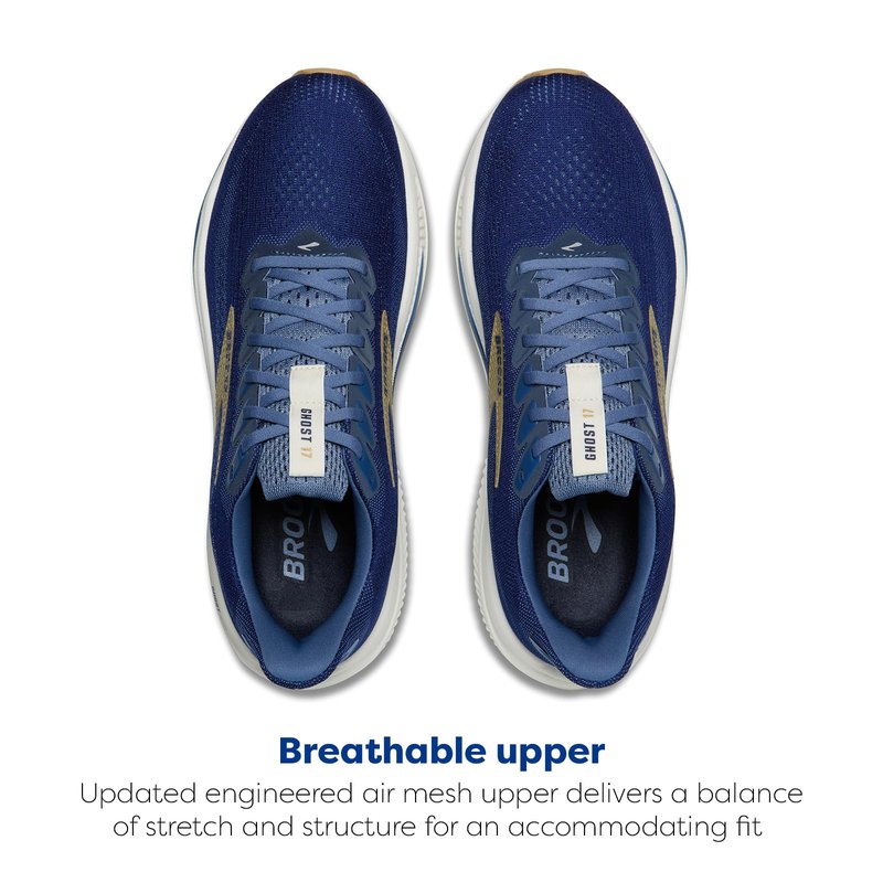 Brooks Men’s Ghost 17 Neutral Running Shoe - Beacon Blue/Moonlight/Starfish - 9 Medium