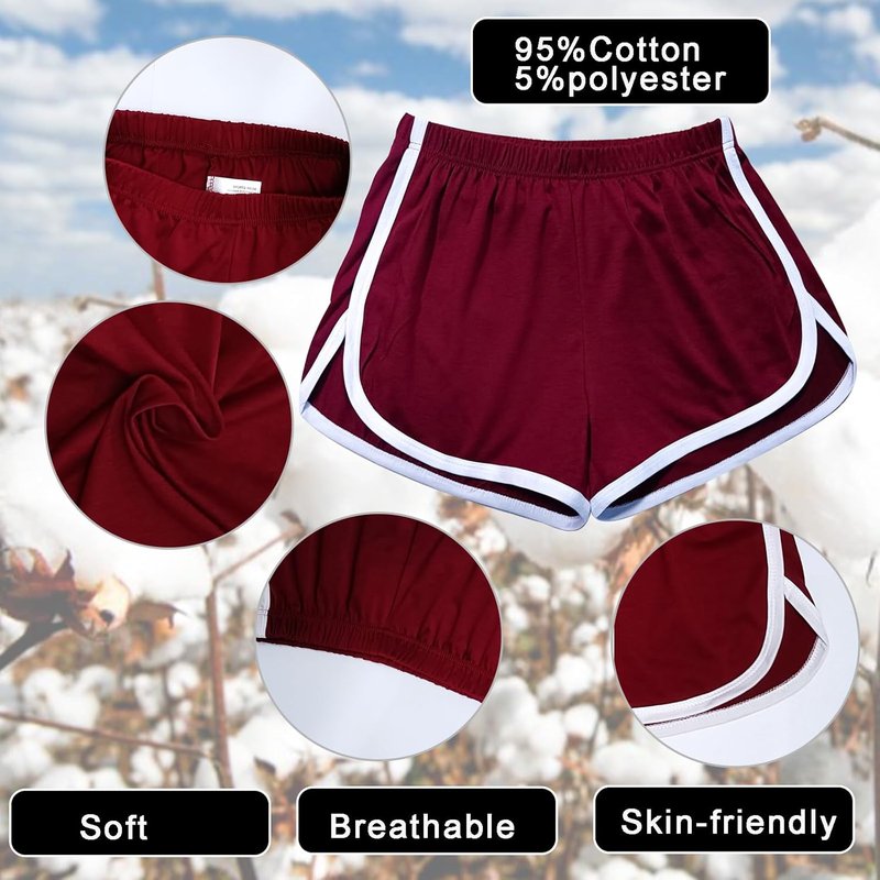 Cameway Women's Cotton Yoga Shorts - 4 Pack Athletic Dance & Cycling Summer Wear | Comfortable Fit