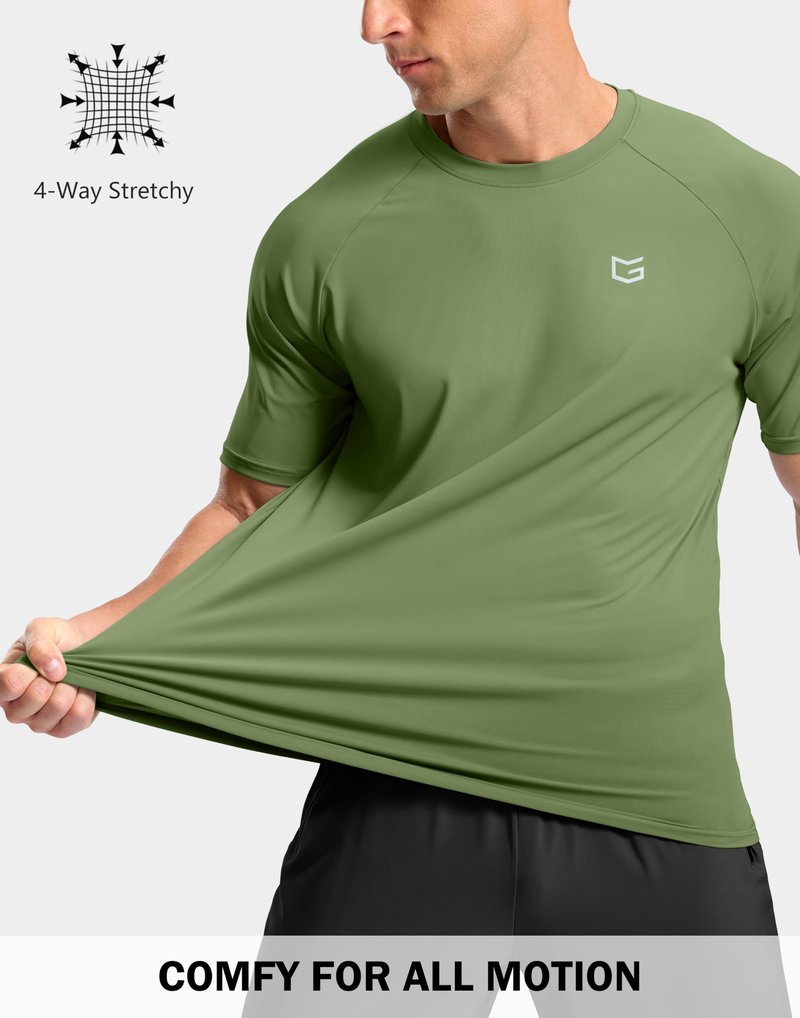 G Gradual Men's Athletic Workout T-Shirts Moisture Wicking Cooling Running Shirts Short Sleeve Performance Tee for Gym Tennis(Military Green,3XL)