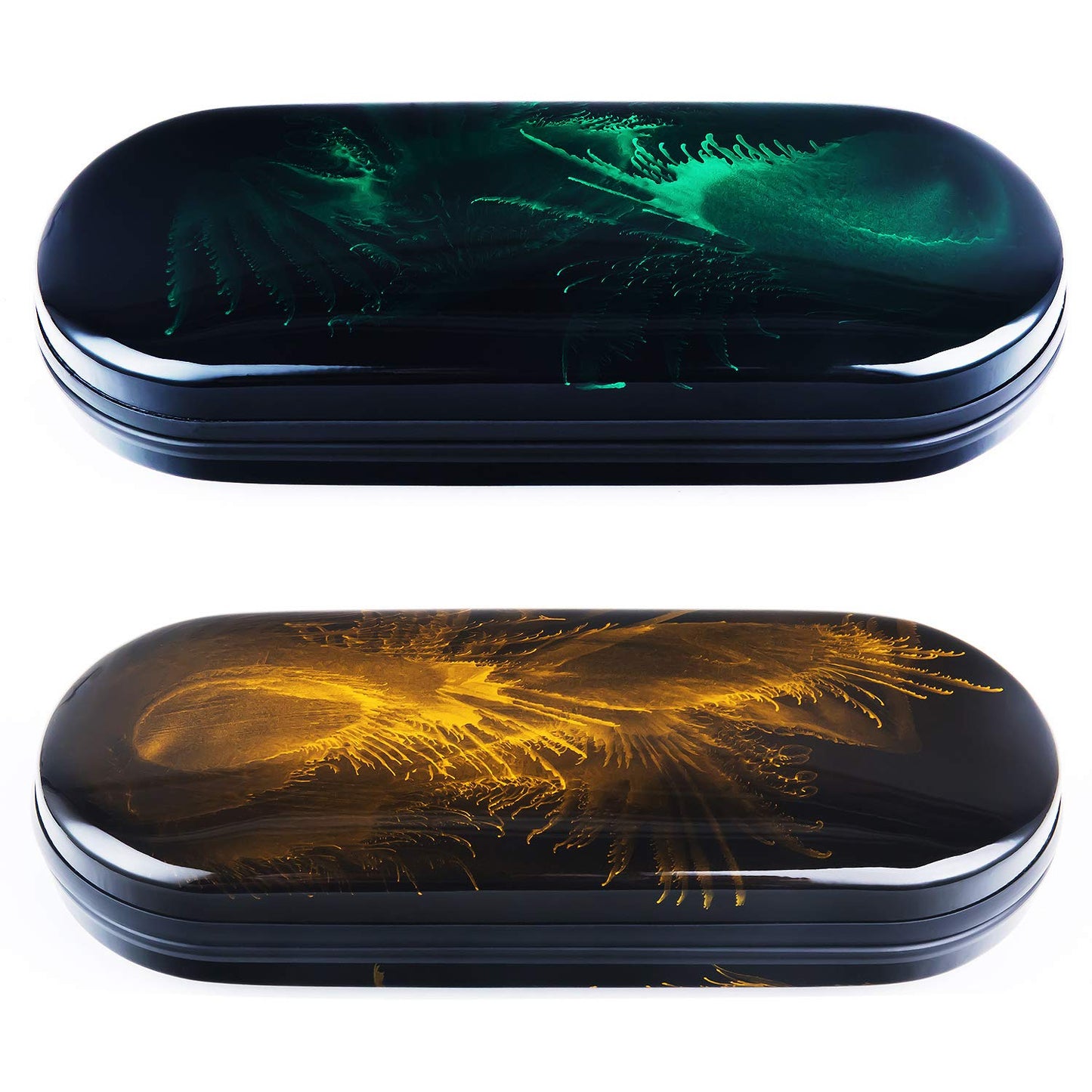 Vemiss Hard Shell Eyeglass Cases, Lightweight Portable Glasses Case for Women Men (2 Pack (Green, Yellow))