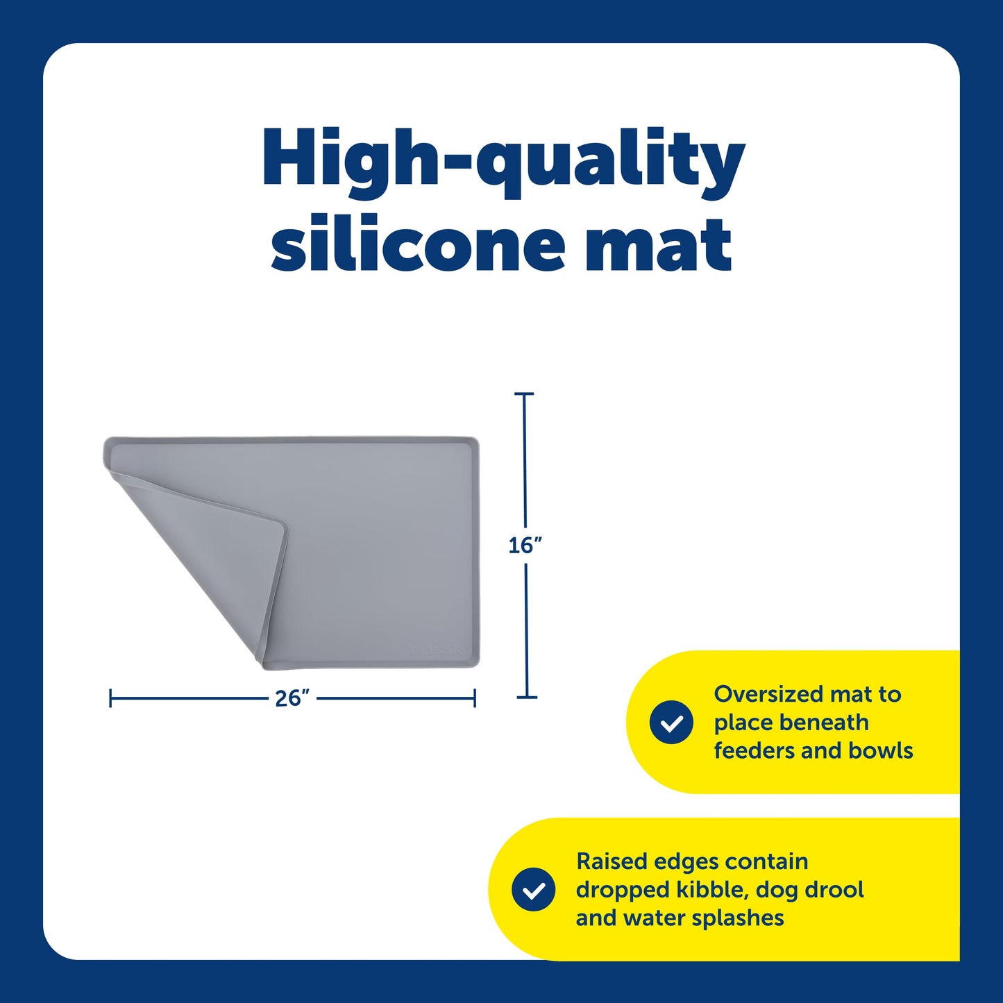 PetSafe Fountain and Feeder Mat, for Dogs and Cats, Silicone Food and Water Placemat, 26 in X 16 in, Waterproof, Dishwasher Safe, Pet Food Mat with Lip