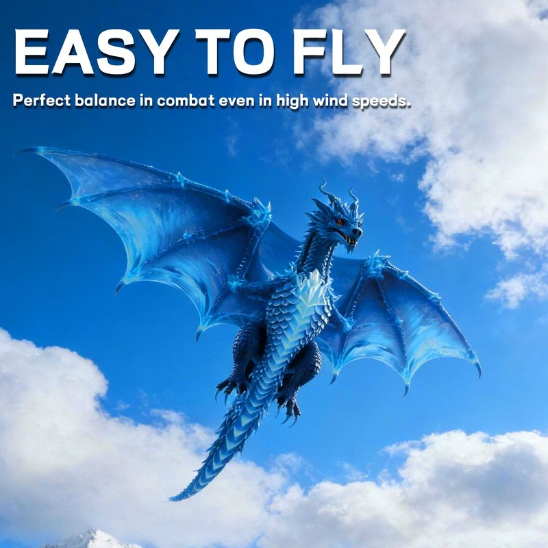 FejoHify Large Dragon Kite for Kids and Adults, Easy to Fly with 300ft String, Perfect for Beach, Park, Outdoor Activities, Gift for Boys Girls (Ice)