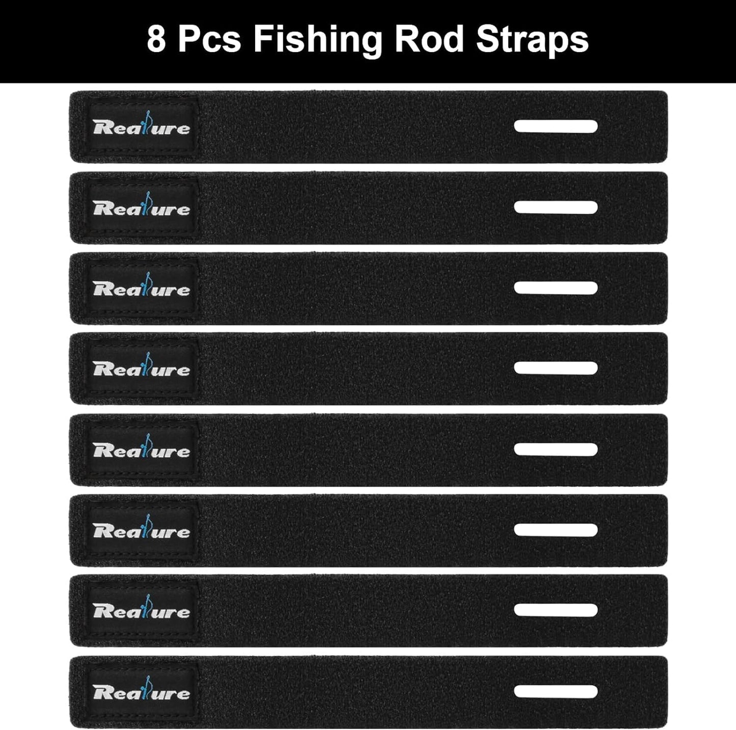 Realure 8 Pcs Fishing Rod Straps Adjustable Neoprene Ties Elastic Fishing Rod Tackle Belt Ties Casting Rod Straps for Fixed Casting Rods & Spinning Rods & Fly Rods Wrap Protectors