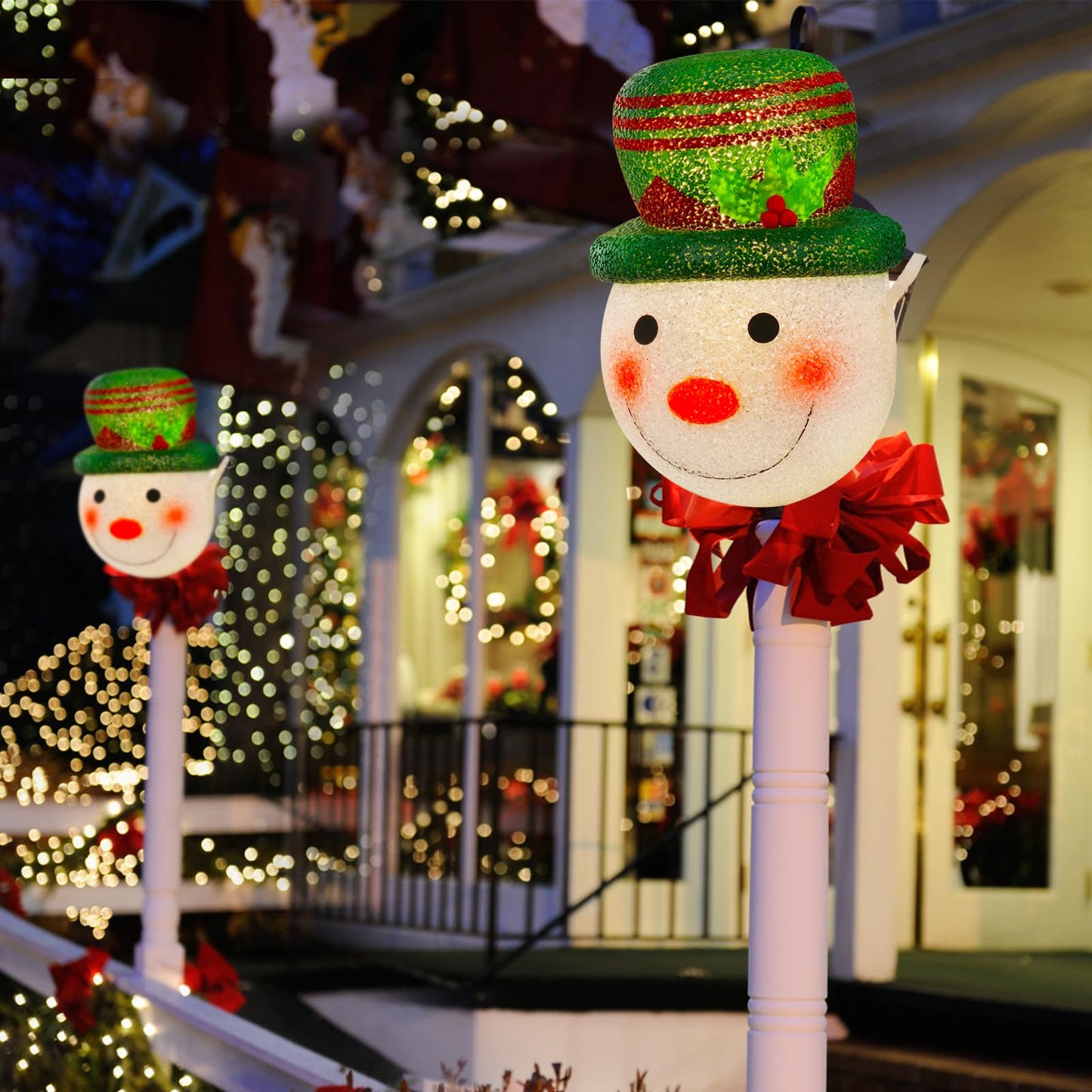 Hxezoc 2 Pack Christmas Snowman Porch Light Covers Good Light Transmission Lamp Covers for Christmas Front Yard, Garages, Garden, Porch Lamp Decoration