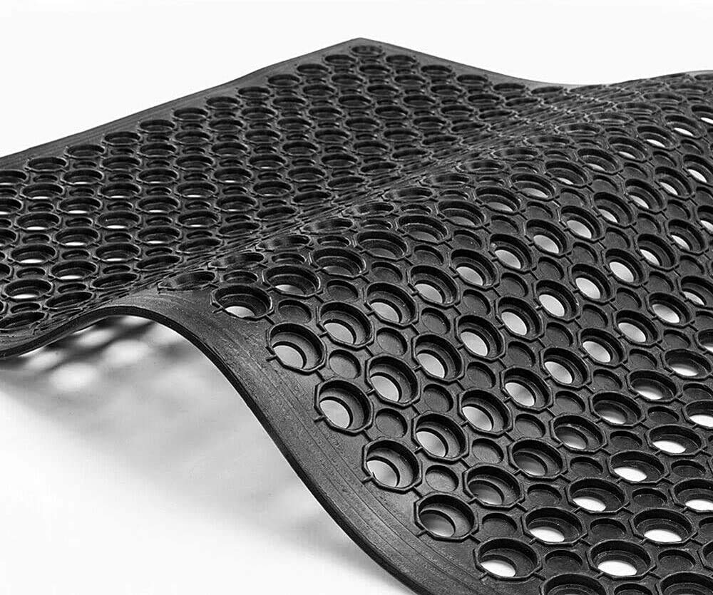 tonchean Rubber Floor Mat with Drainage Holes 83x36x0.4in Commercial Anti-Fatigue Rubber Mat with Non-Slip Backing Heavy Duty Drainage Floor Mats for Commercial Restaurant Kitchen Bar Use Wet Area
