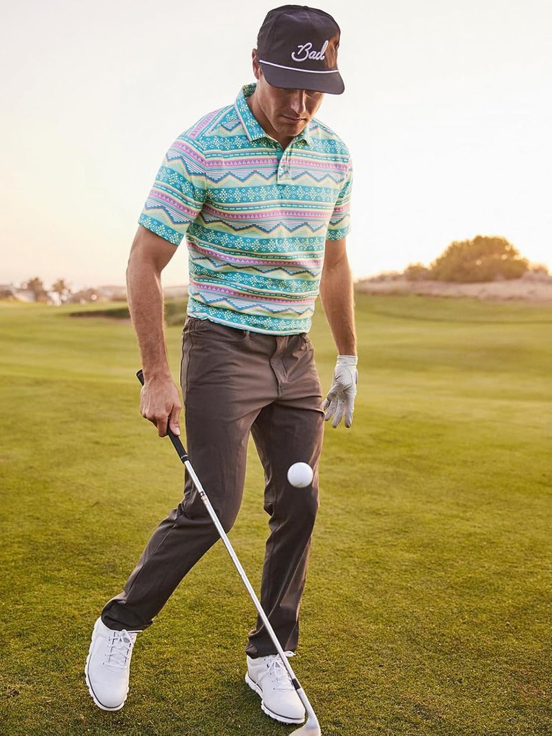 Moisture-Wicking Golf Shirt for Men - Dry Fit Polo with 4-Way Stretch | Short Sleeve Performance Print