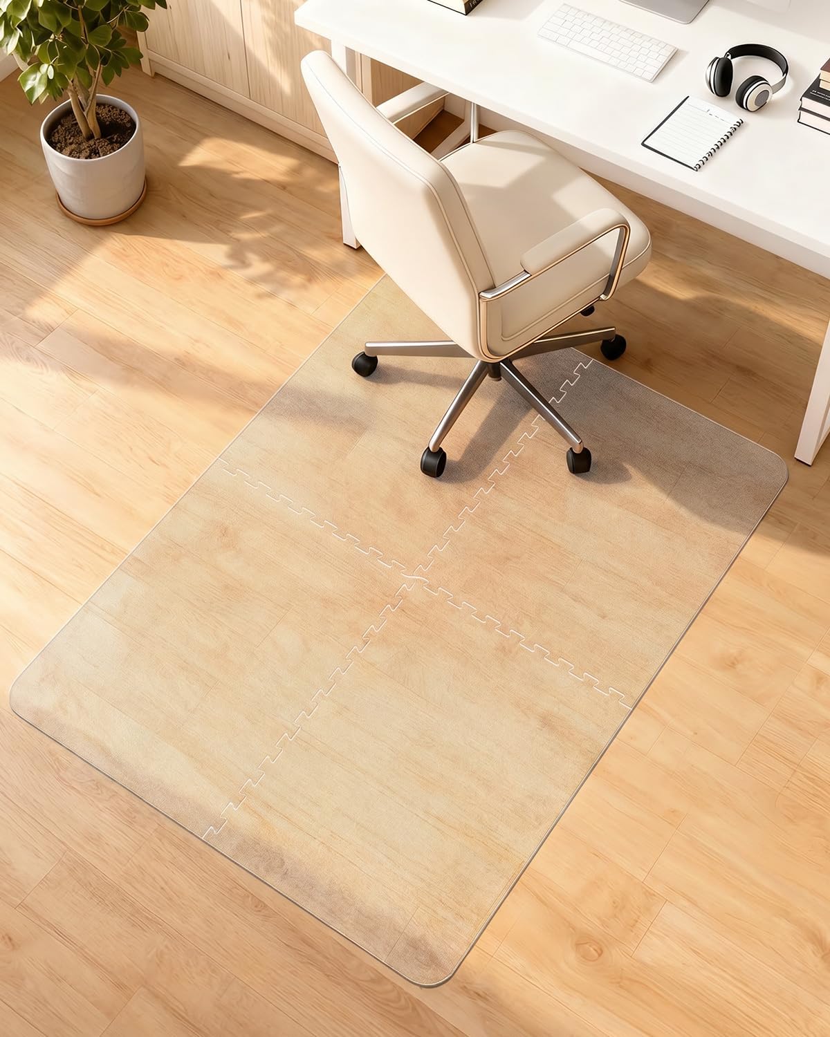 Blvornl Innovative Puzzle Chair Mat for Hardwood Floor, 36"*48" Hard Material Chair Mat, Heavy Duty Computer Chair Pad for Rolling Chairs, Desk Floor Rug for Office and Home