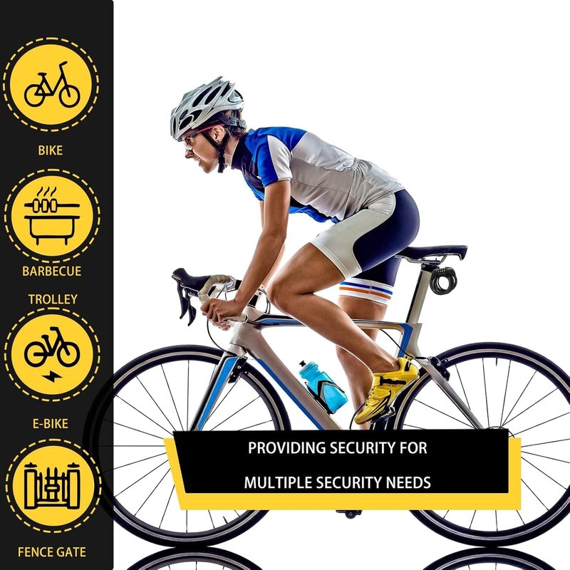 Bike Cable Lock - 6FT Heavy Duty Steel Cable | 4-Digit Resettable Combination, Waterproof Anti-Theft Security for Bikes, Scooters, Gates