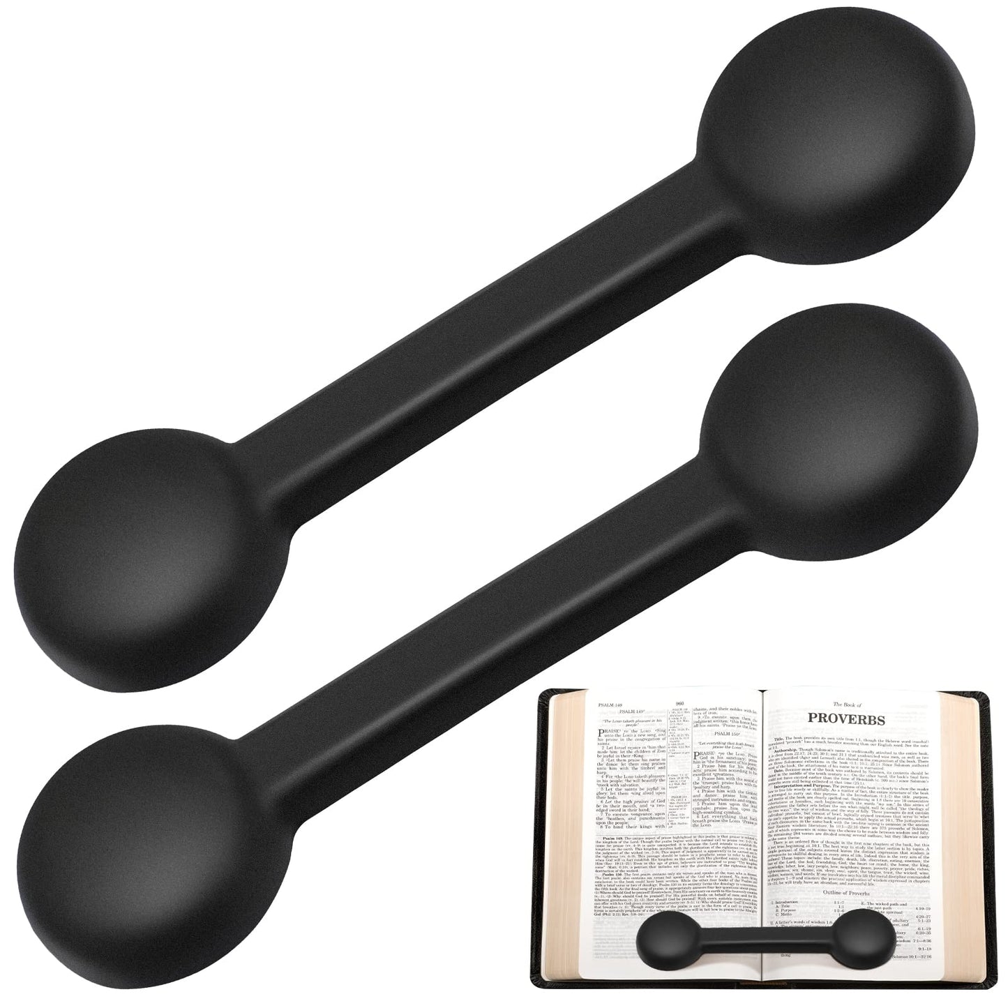 2 Pieces Weighted Bookmarks Book Weight Page Holder Rubber Book Weight Bookmark Portable Weighted Rubber Page Holder for Adults Reading(Black)