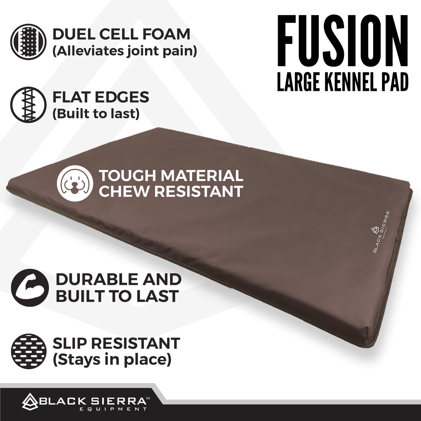 Black Sierra Large Dog Kennel Pad, 1 Inch Thick Padding Measures 30" x 18", Water Resistant Crate Cushion for Hunting or Travel, Durable and Slip Resistant Pet Bedding Mat