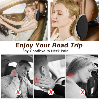 SPRFUFLY Make Relaxing Car Headrest Pillow, Car Pillow for Driving with Adjustable Strap, Breathable Removable Cover & Ergonomic Design - Softness Travel Car Neck Support Pillow(Black, 1PC)