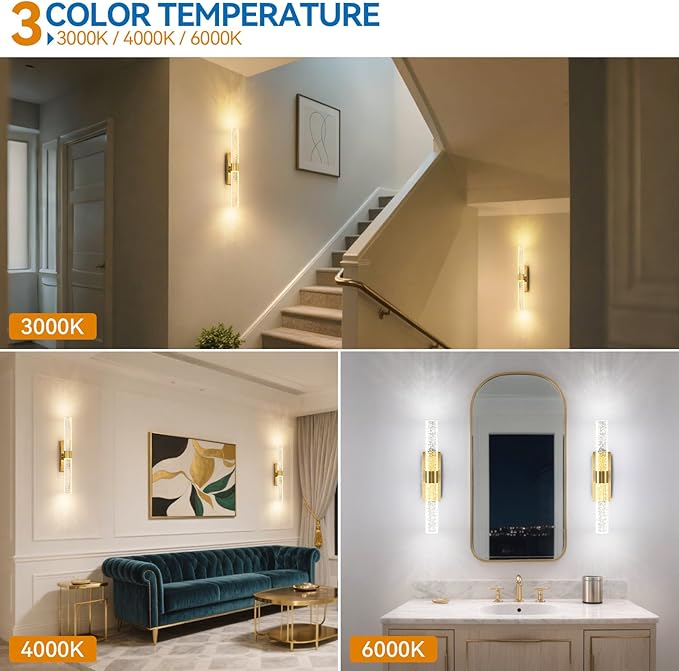 Battery Operated Wall Sconces Set of 2, Dimmable Wireless Wall Lights with Remote, 10000mAh Gold Rechargeable Wall Lamp for Bedroom, Living Room, and Hallway Decor, 15.7- Inch
