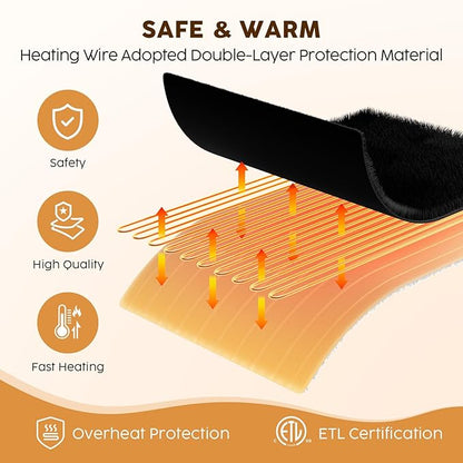 HYLEORY Heated Electric Blanket Full 72"x84" Soft Fleece & Flannel with 5 Heating Levels & 10 Hours Timer Auto Shutt Off, ETL Certified, Washable，Heated Blanket for Body-Black