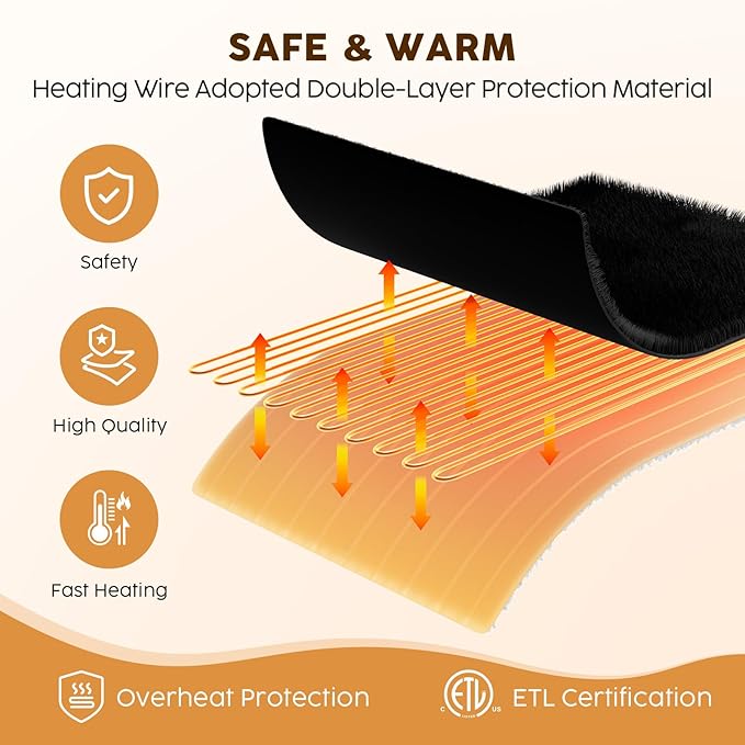 HYLEORY Heated Electric Blanket Twin 62"x84" Soft Fleece & Flannel with 5 Heating Levels & 10 Hours Timer Auto Shutt Off, ETL Certified, Washable，Heated Blanket for Body-Black