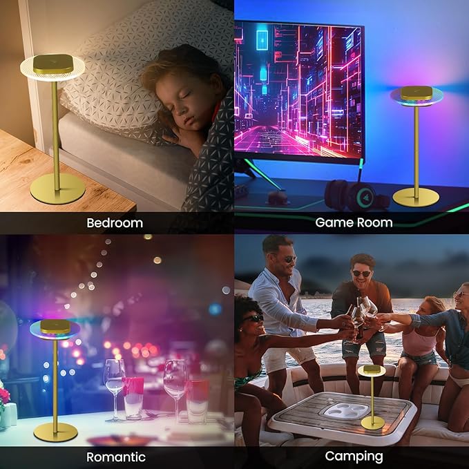 LOFTEK Cordless Table Lamps Set of 2, Rechargeable Table Lamp, Up to 55 Hrs Ultra-Long Battery Life, Eye-Friendly, Touch Dimming, Portable Wireless Ambient Lighting (Gold, 2 Pack)