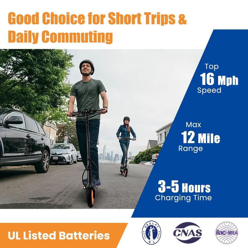 Foldable Electric Scooter for Adults & Teens - 350W Motor, 16MPH Top Speed, 12Miles Range | 8.5” Solid Tires, Dual Brakes & APP Cruise Control, Ideal Commuter Escooter for Daily Use