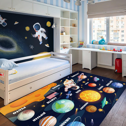 LTKOUGFAM Kids Play Rug for Playroom, Outer Space Rug Solar System Educational Rug Kid Baby Floor Mat, Kids Play Carpet for Children Bedroom Classroom (78.7X59 in, Planet 1)