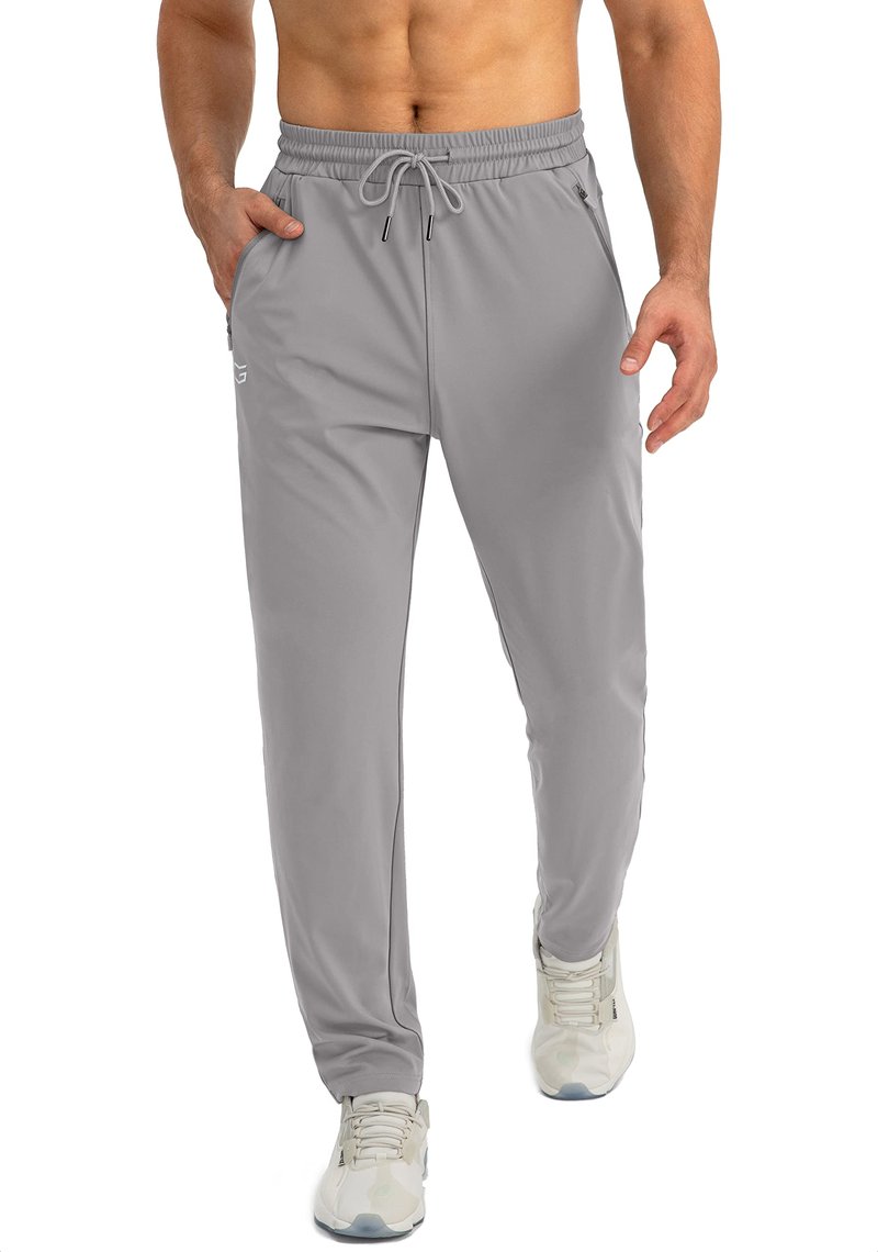G Gradual Men's Sweatpants with Zipper Pockets Tapered Joggers for Men Athletic Pants for Workout, Jogging, Running (Light Grey, Medium)