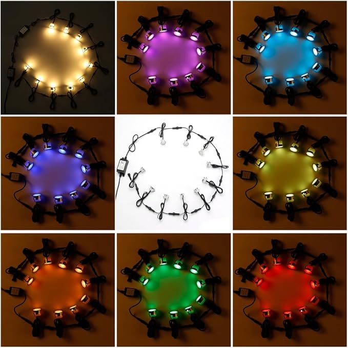 FVTLED Low Voltage Recessed RGBW Deck Light, 10pcs Φ1.22 RGB & Warm White Stainless Steel Waterproof Outdoor Step Lighting In-ground Landscape Pathway Patio Stair Decor Lamp, Black