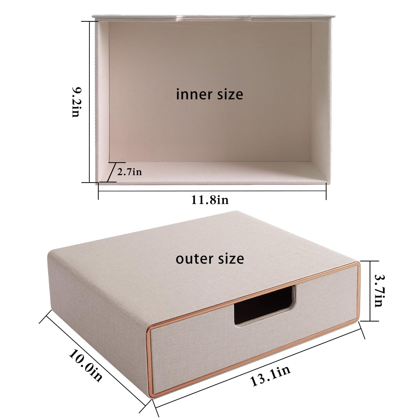 XNONE PU Leather Stackable Organizer Drawer,Executive Office Supplies Desktop Filing A4 File Cabinet/Holder for Jewelry/Bill/Paper/Documents/Makeup Home Decor Stationery Storage Box,Beige