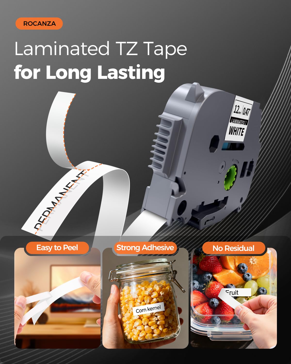 Compatible for Brother Label Maker Tape 12mm 0.47 Laminated White Tz Tape TZe-231 TZe231 Work with P Touch PT-D220 D210 D202 H110 D200 D400 1280 D610BT 1880 1830 Refills, Ptouch TZe 1/2", 5-Pack
